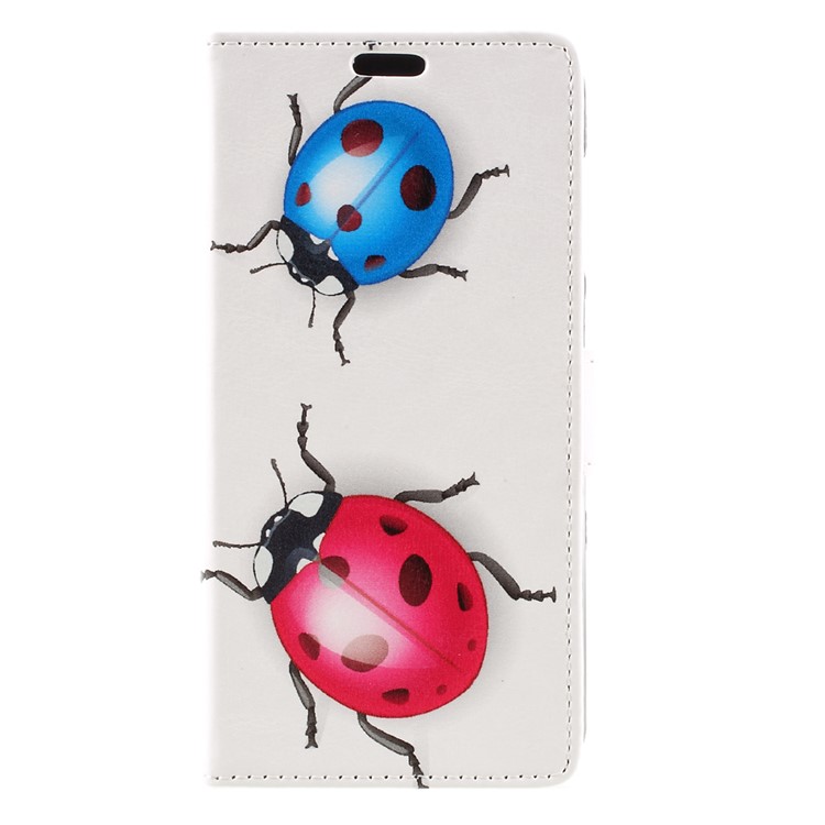 Wallet Leather Stand Cover for Huawei Y6II Compact - Colorized Ladybug-3