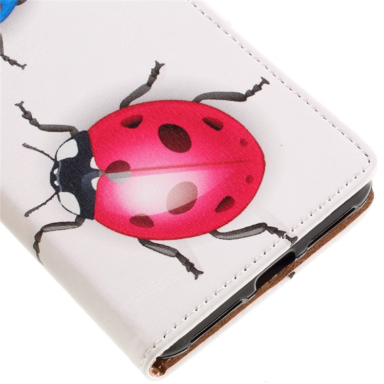 Wallet Leather Stand Cover for Huawei Y6II Compact - Colorized Ladybug-8