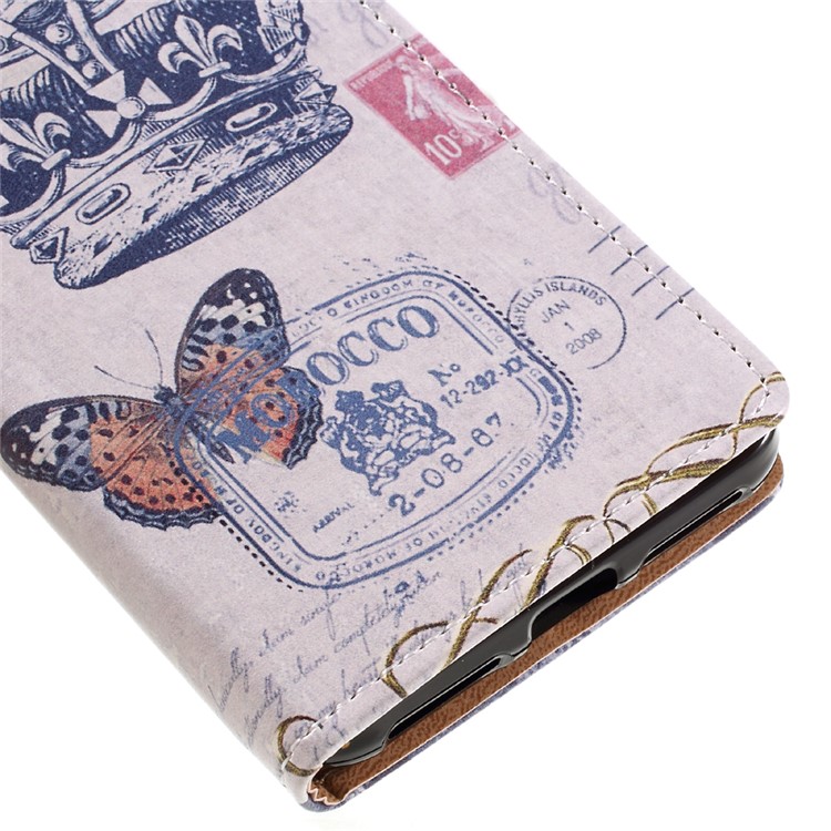 Phone Leather Stand Case for Huawei Y6II Compact - Crown and Butterfly-8