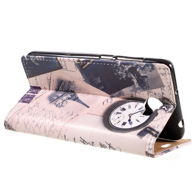 Leather Stand Case with Card Slots for Huawei Y6II Compact - Eiffel Tower and Characters-5