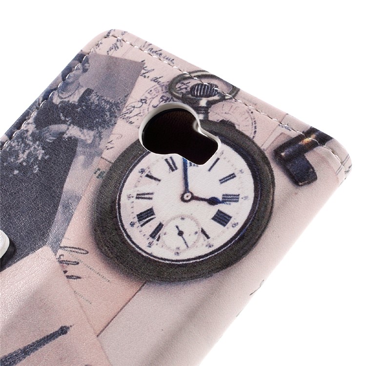 Leather Stand Case with Card Slots for Huawei Y6II Compact - Eiffel Tower and Characters-9