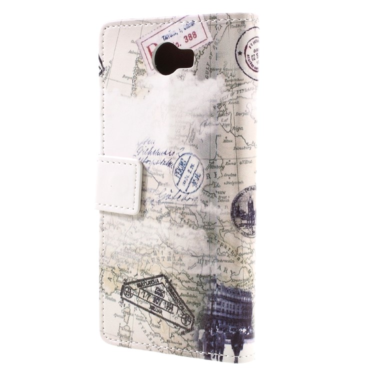 Leather Stand Cover with Card Slots for Huawei Y6II Compact - Leaning Tower of Pisa-2