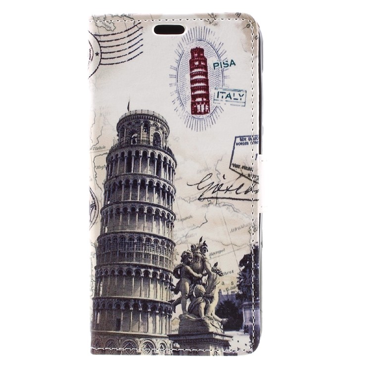 Leather Stand Cover with Card Slots for Huawei Y6II Compact - Leaning Tower of Pisa-3