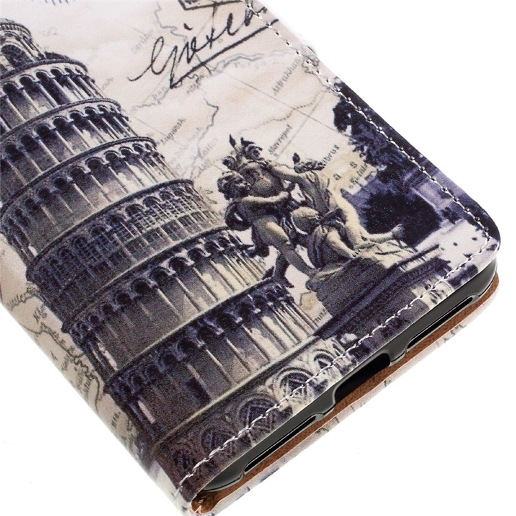 Leather Stand Cover with Card Slots for Huawei Y6II Compact - Leaning Tower of Pisa-8