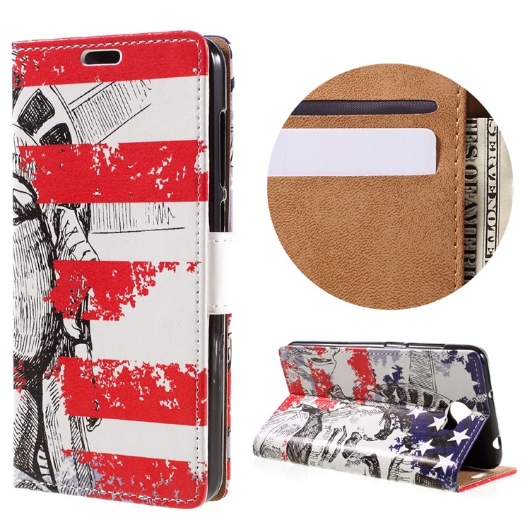PU Leather Stand Case for Huawei Y6II Compact - Statue of Liberty-1