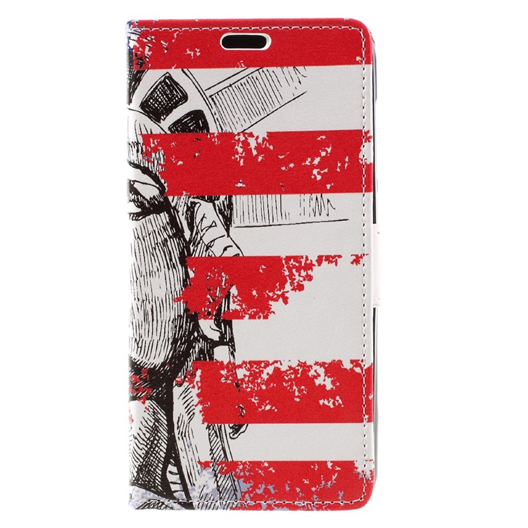 PU Leather Stand Case for Huawei Y6II Compact - Statue of Liberty-3