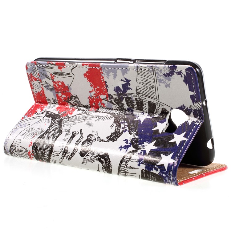 PU Leather Stand Case for Huawei Y6II Compact - Statue of Liberty-5
