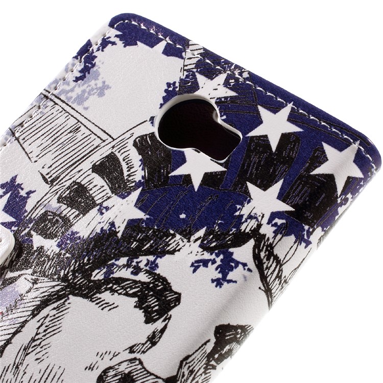 PU Leather Stand Case for Huawei Y6II Compact - Statue of Liberty-9