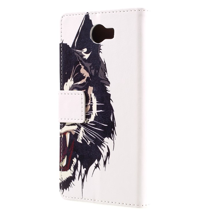 Leather Card Holder Case for Huawei Y6II Compact - Fierce Tiger-2