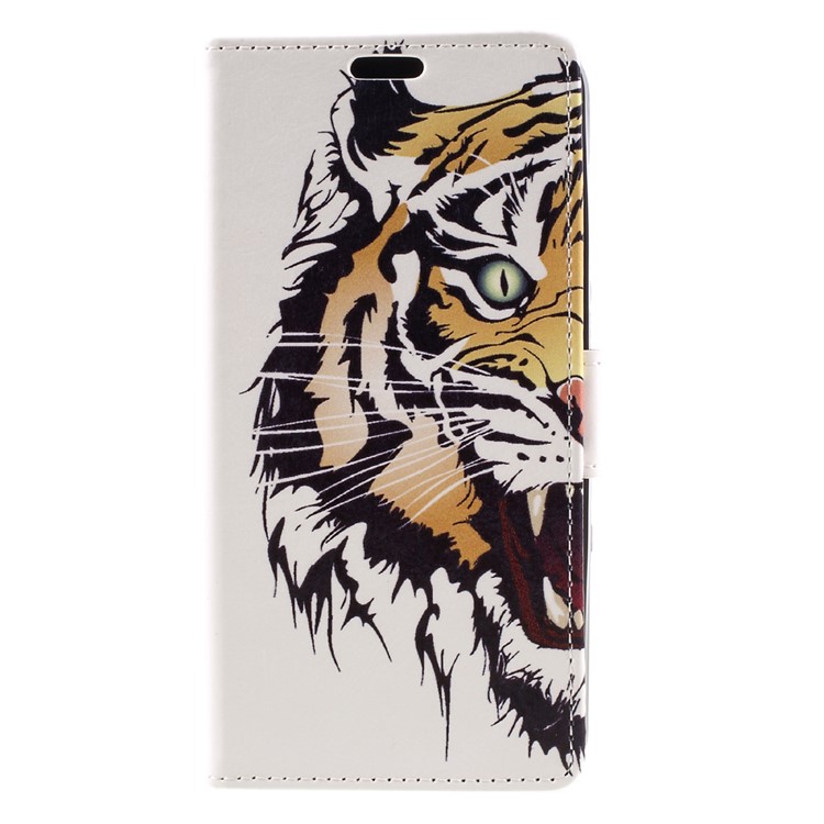 Leather Card Holder Case for Huawei Y6II Compact - Fierce Tiger-3