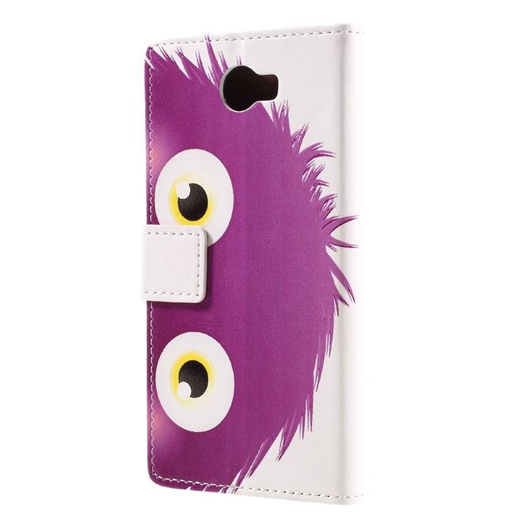 Wallet Leather Stand Case for Huawei Y6II Compact - Purple Hairy Doll-2