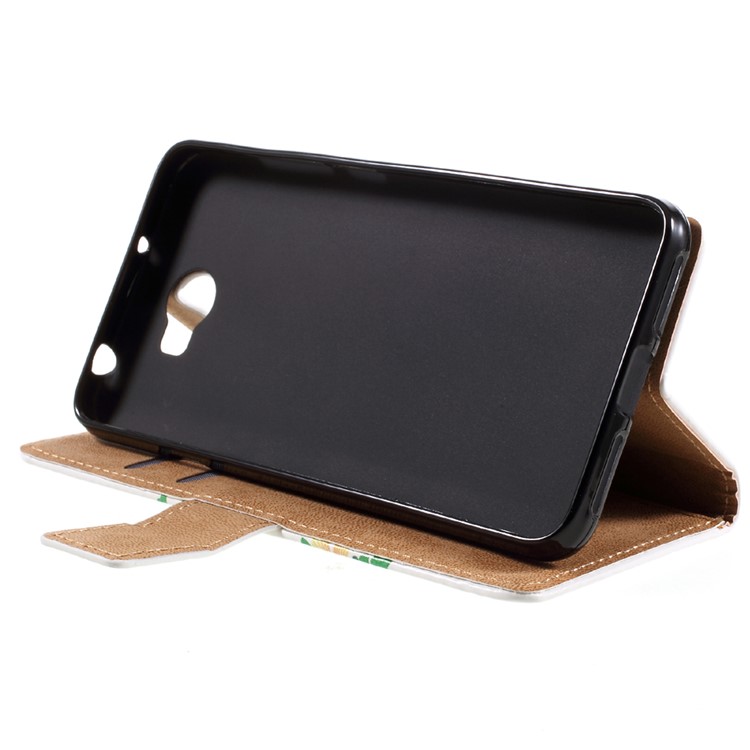 Leather Stand Case with Card Slots for Huawei Y6II Compact - Colorized Tree-4