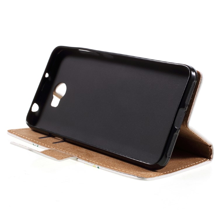Leather Stand Cover with Card Slots for Huawei Y6II Compact - Flowered Tree-4