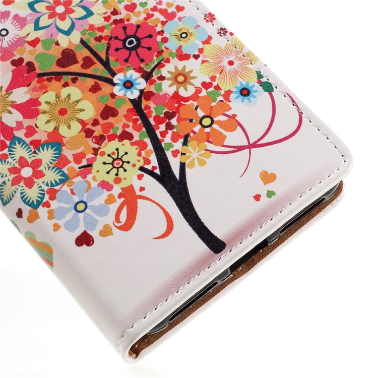 Leather Stand Cover with Card Slots for Huawei Y6II Compact - Flowered Tree-8