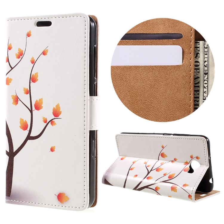 Wallet Leather Stand Case for Huawei Y6II Compact - Autumn Maple Tree-1