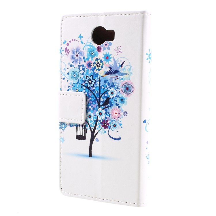 Wallet Leather Stand Case for Huawei Y6II Compact - Blue Tree-2