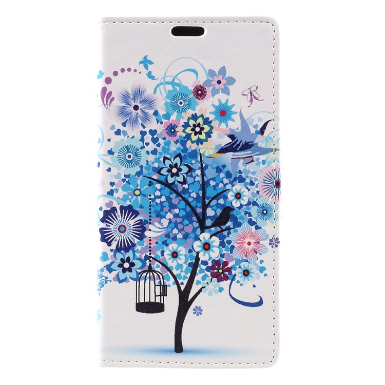 Wallet Leather Stand Case for Huawei Y6II Compact - Blue Tree-3