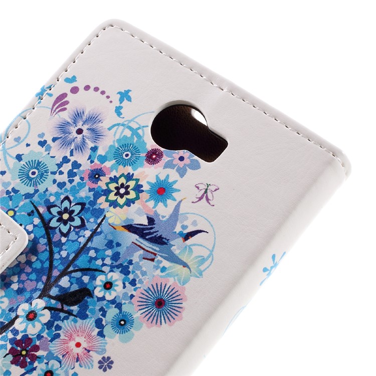 Wallet Leather Stand Case for Huawei Y6II Compact - Blue Tree-9