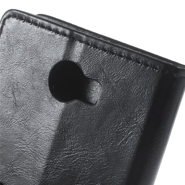 Crazy Horse Wallet Leather Case for Huawei Y6II Compact - Black-3