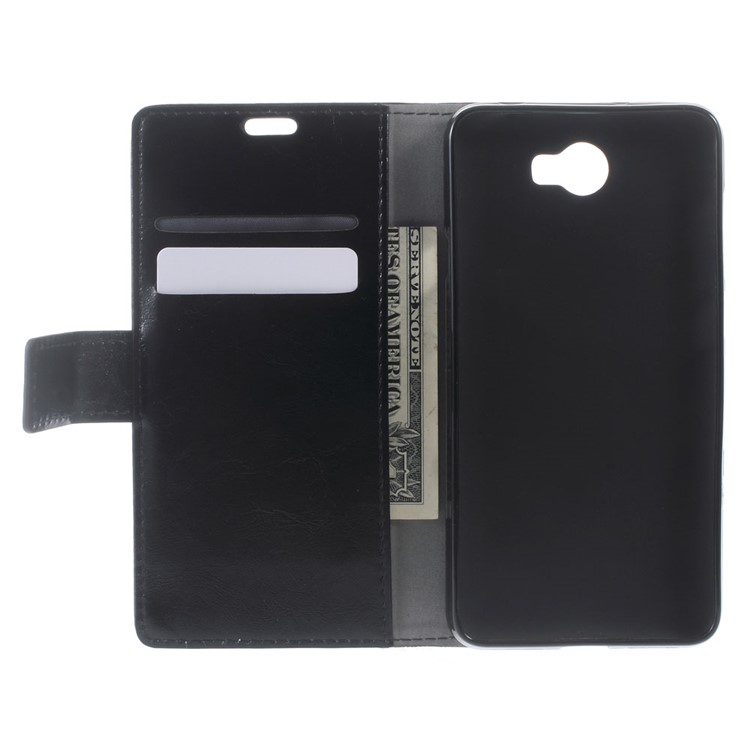 Crazy Horse Wallet Leather Case for Huawei Y6II Compact - Black-5