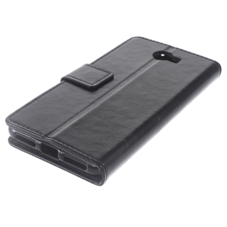 Crazy Horse Wallet Leather Case for Huawei Y6II Compact - Black-7