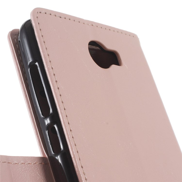 Crazy Horse Wallet Leather Stand Case for Huawei Y6II Compact - Pink-3