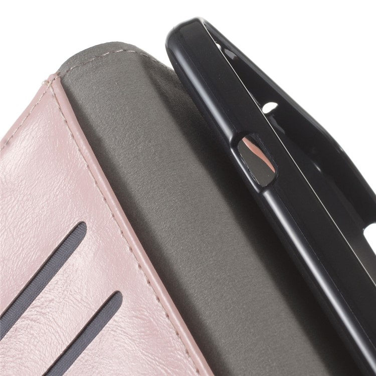 Crazy Horse Wallet Leather Stand Case for Huawei Y6II Compact - Pink-4
