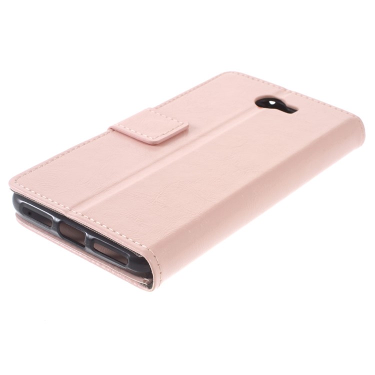 Crazy Horse Wallet Leather Stand Case for Huawei Y6II Compact - Pink-7