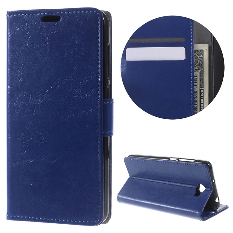Crazy Horse Wallet Leather Flip Cover for Huawei Y6II Compact - Blue-1