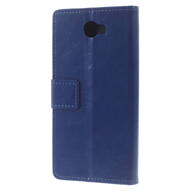 Crazy Horse Wallet Leather Flip Cover for Huawei Y6II Compact - Blue-2