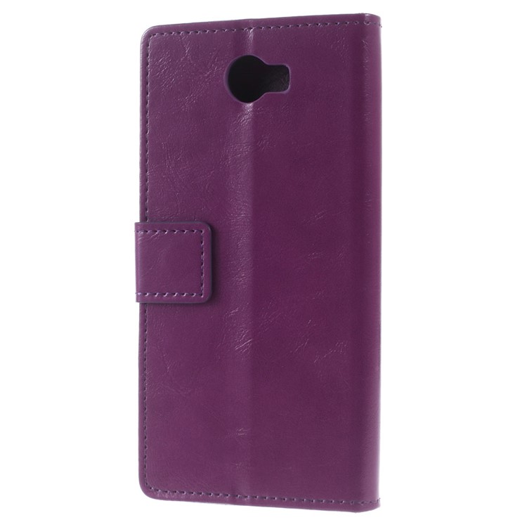 Crazy Horse Wallet Leather Stand Shell for Huawei Y6II Compact - Purple-2