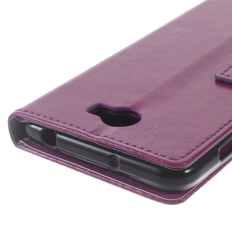 Crazy Horse Wallet Leather Stand Shell for Huawei Y6II Compact - Purple-3