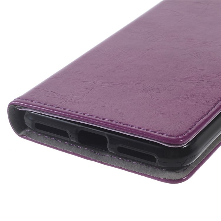 Crazy Horse Wallet Leather Stand Shell for Huawei Y6II Compact - Purple-4