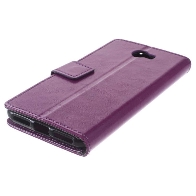 Crazy Horse Wallet Leather Stand Shell for Huawei Y6II Compact - Purple-7