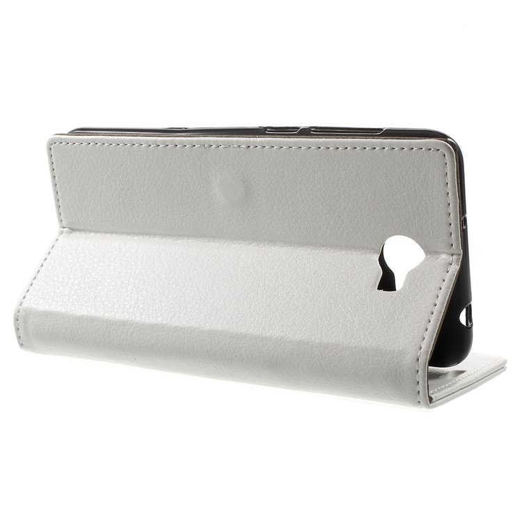 Litchi Texture Wallet Stand Leather Cover for Huawei Y6II Compact - White-3