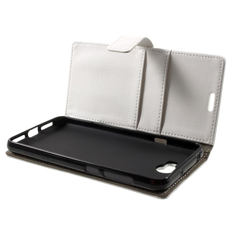 Litchi Texture Wallet Stand Leather Cover for Huawei Y6II Compact - White-5