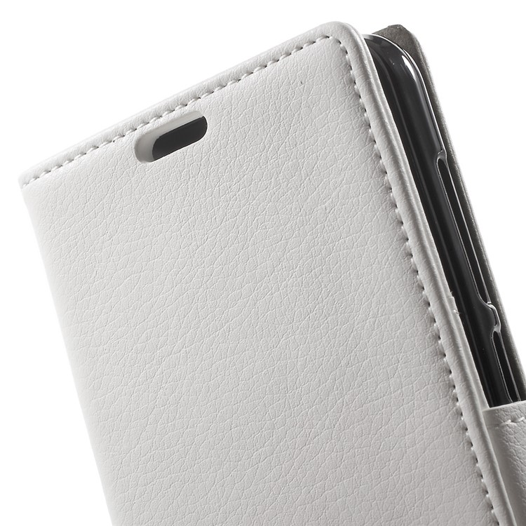 Litchi Texture Wallet Stand Leather Cover for Huawei Y6II Compact - White-6