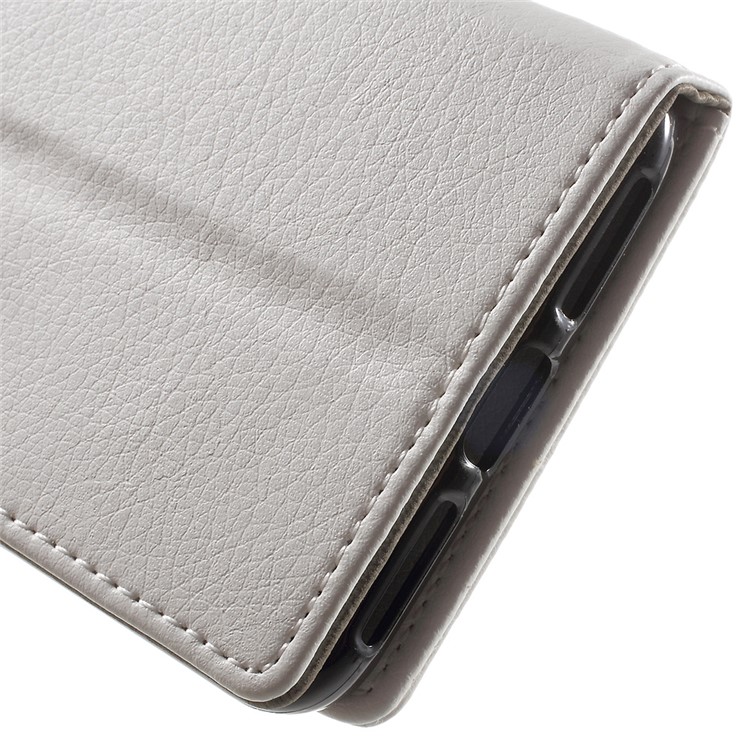 Litchi Texture Wallet Stand Leather Cover for Huawei Y6II Compact - White-8
