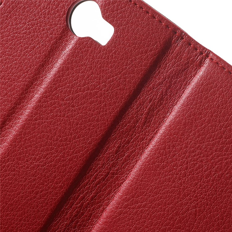 Litchi Texture Wallet Stand Leather Shell for Huawei Y6II Compact - Red-6