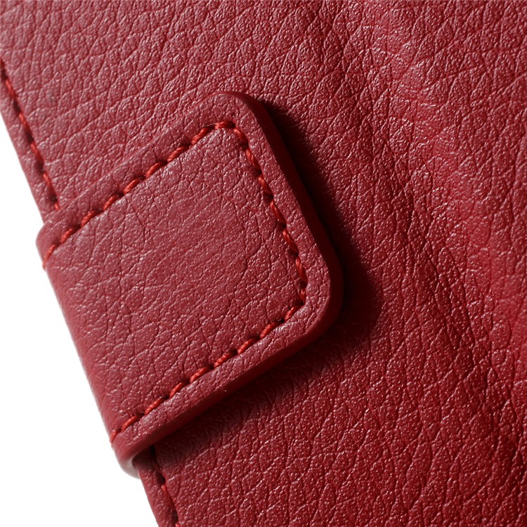 Litchi Texture Wallet Stand Leather Shell for Huawei Y6II Compact - Red-7