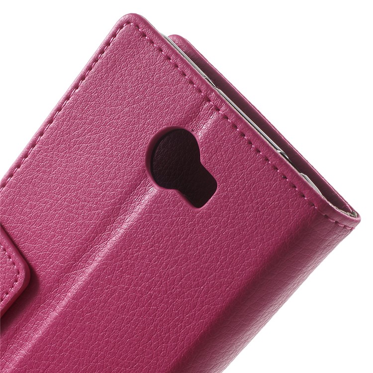Litchi Skin Wallet Stand Leather Phone Case for Huawei Y6II Compact - Rose-6