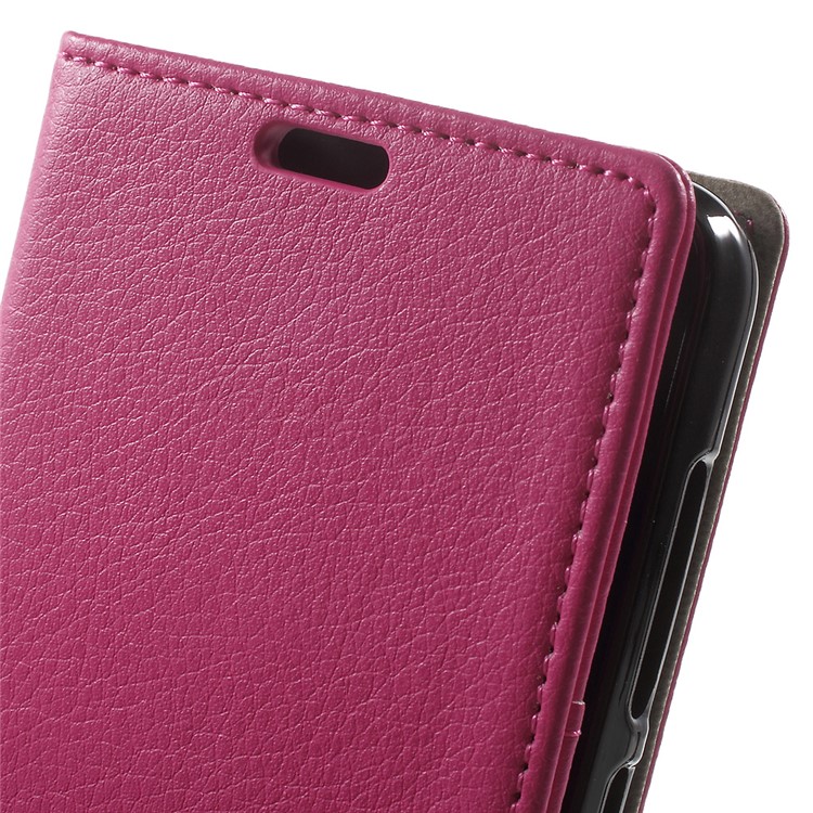Litchi Skin Wallet Stand Leather Phone Case for Huawei Y6II Compact - Rose-7