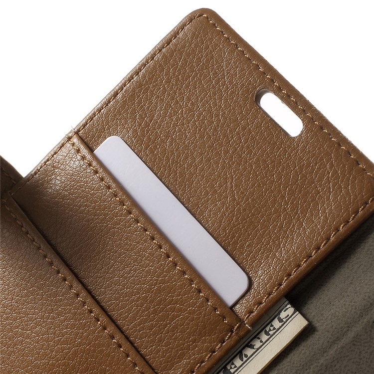 Litchi Grain Wallet Stand Leather Phone Cover for Huawei Y6II Compact - Brown-6