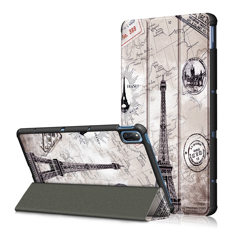 Pattern Printing Tri-fold Stand Design Leather Tablet Cover Case for Honor Tablet V7 10.4-inch - Tower-1