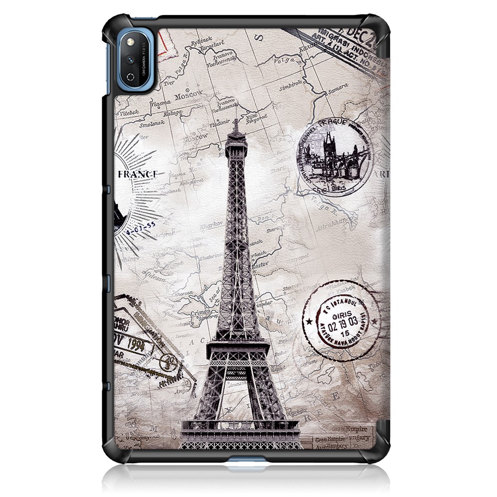 Pattern Printing Tri-fold Stand Design Leather Tablet Cover Case for Honor Tablet V7 10.4-inch - Tower-3