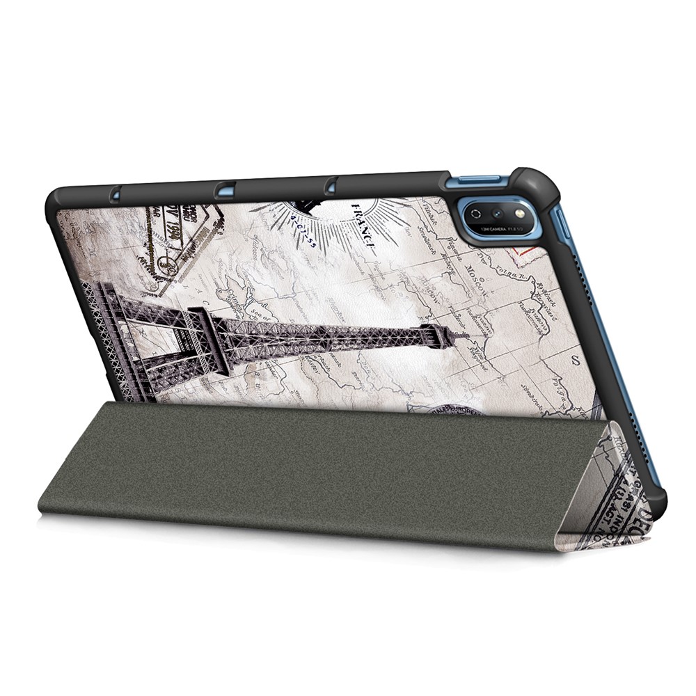 Pattern Printing Tri-fold Stand Design Leather Tablet Cover Case for Honor Tablet V7 10.4-inch - Tower-4
