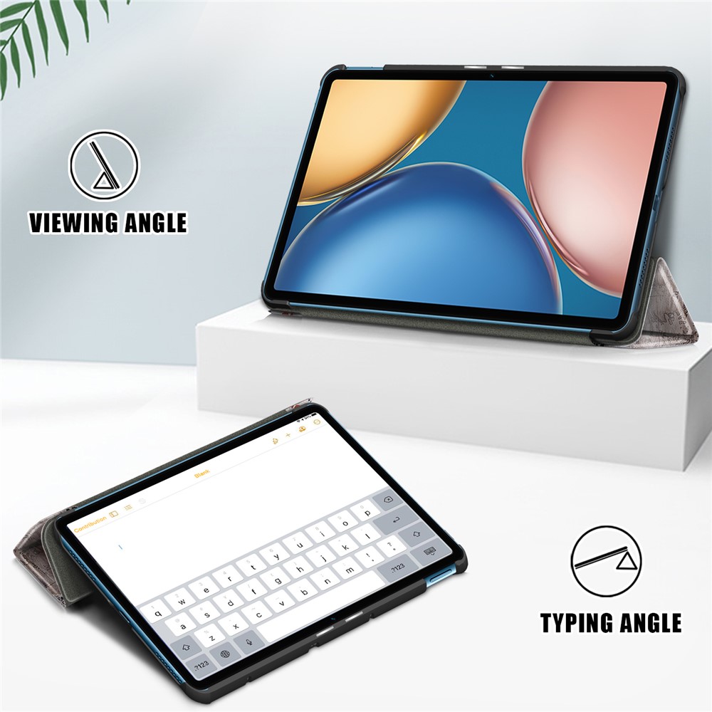 Pattern Printing Tri-fold Stand Design Leather Tablet Cover Case for Honor Tablet V7 10.4-inch - Tower-6