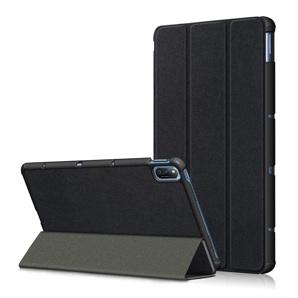 Tri-fold Stand Leather Tablet Cover Case for Honor Tablet V7 - Black-1