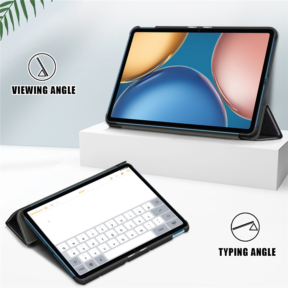 Tri-fold Stand Leather Tablet Cover Case for Honor Tablet V7 - Black-4