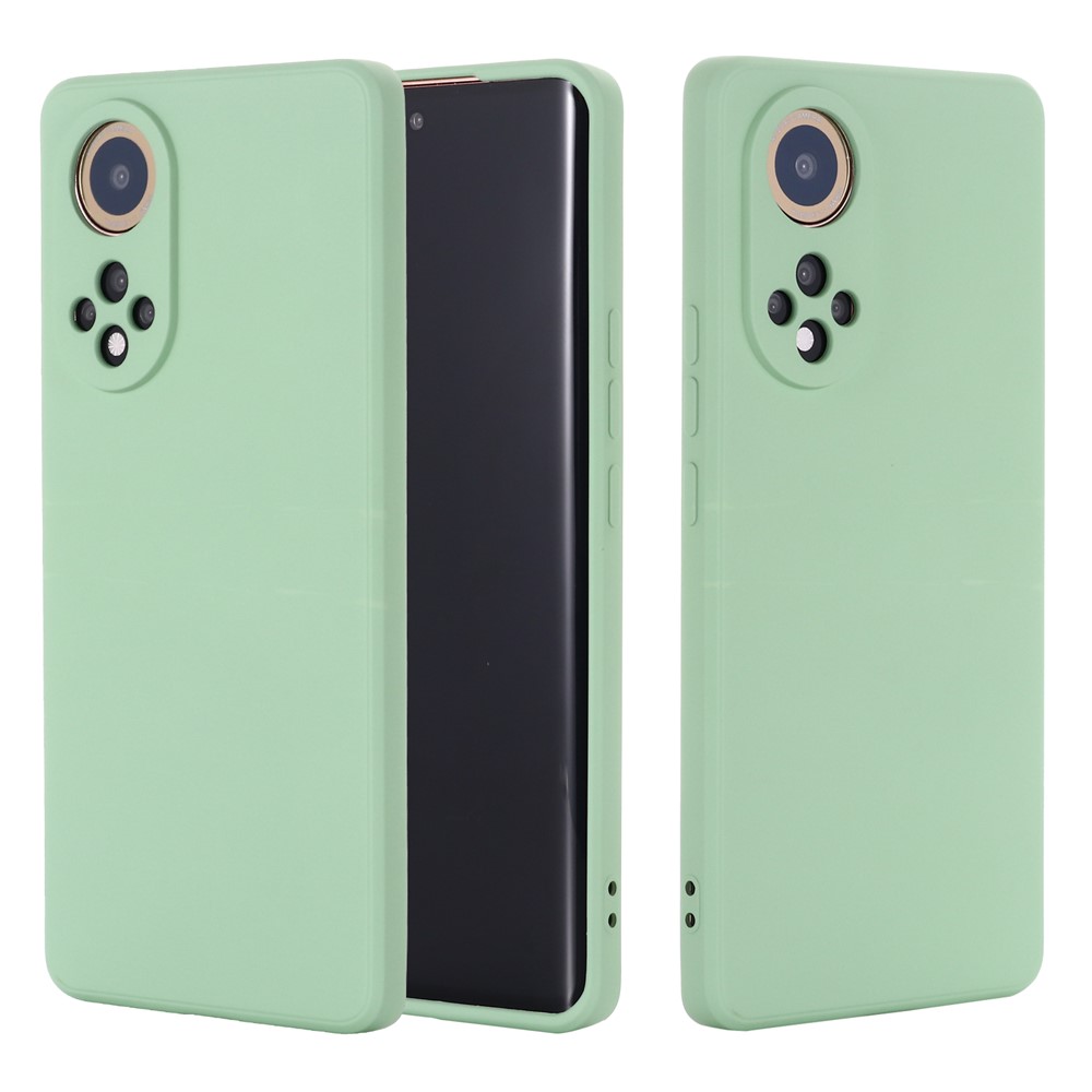 Soft Liquid Silicone Anti-Scratch Microfiber Lining Protective Case with Strap for Huawei nova 9 - Green-2
